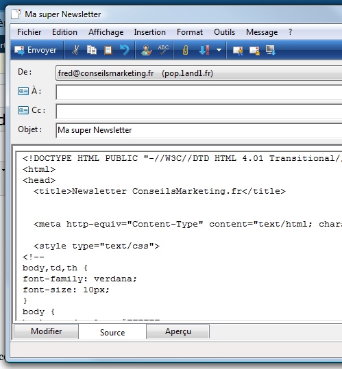 envoi newsletter avec windows mail