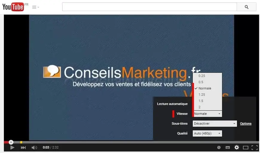 accelerer video youtube