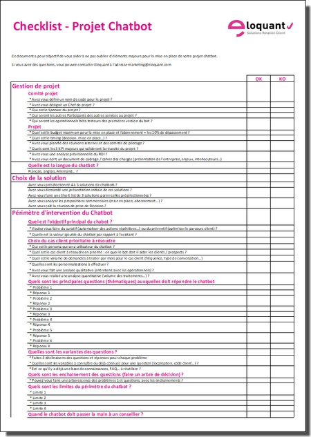 Téléchargez la CheckList Chatbot : 100 points à vérifier avant de mettre en place un chabot ! 22