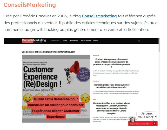 ConseilsMarketing.com dans le top 15 des blogs marketing en France en 2023 52